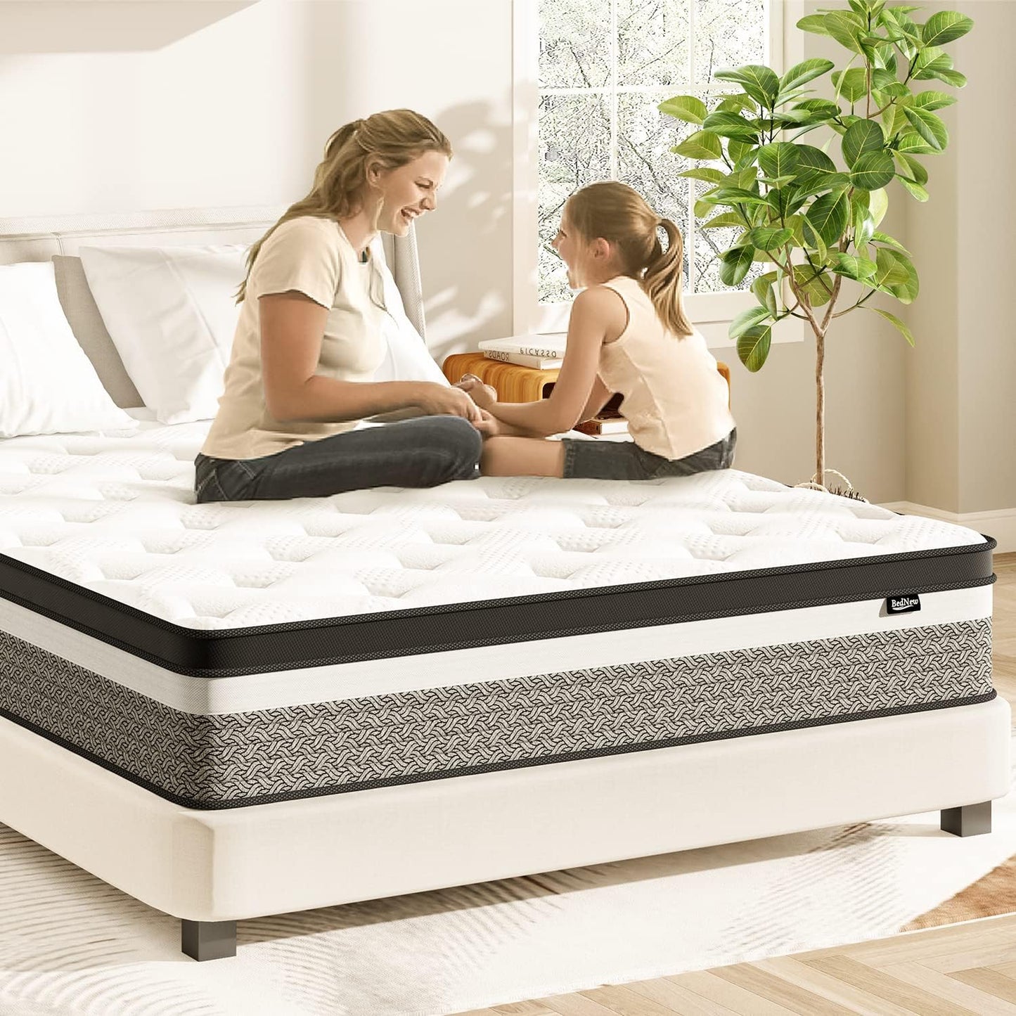 Colchón híbrido Queen de 12 pulgadas con espuma viscoelástica de gel y resortes