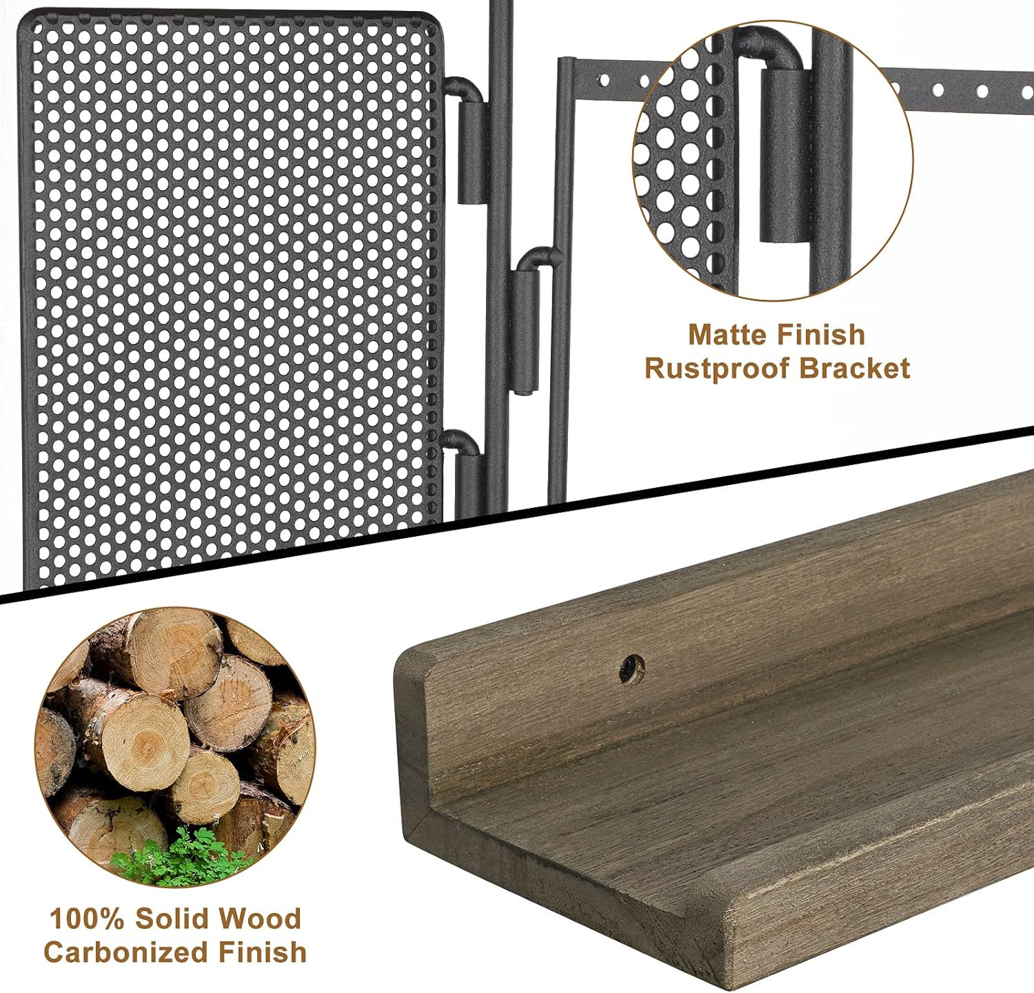 SOLIMINTR Organizador de joyas colgante con estante de madera rústica, caja de...