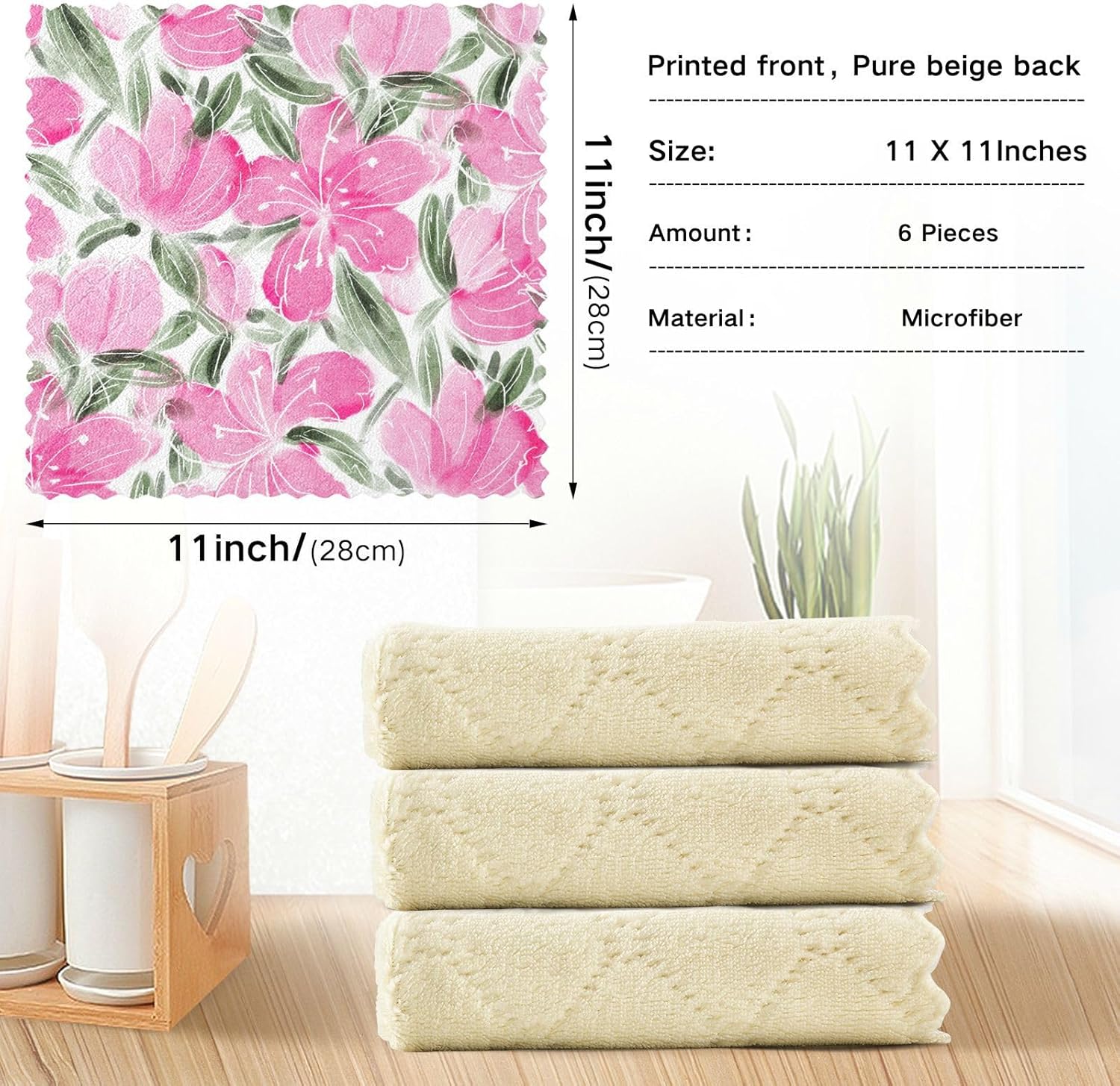 Bright Spring Flowers Microfiber Hand Towels Rags Hawaiian Tea Towels Kitchen