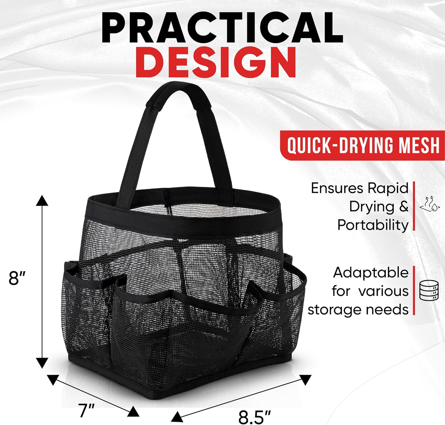 Masirs Bolsa de ducha de malla - Organizador de baño plegable y portátil para...