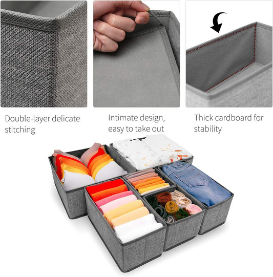 Criusia Organizador de cajones para ropa interior, juego de 6 organizadores
