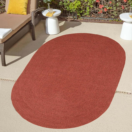 Alfombra ovalada de yute para interiores, ladrillo, 5 pies x 8 pies