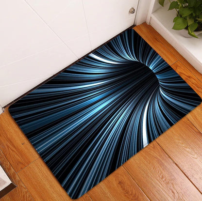 Alfombra moderna que no desprende pelusa con ilusión estéreo 3D en negro y