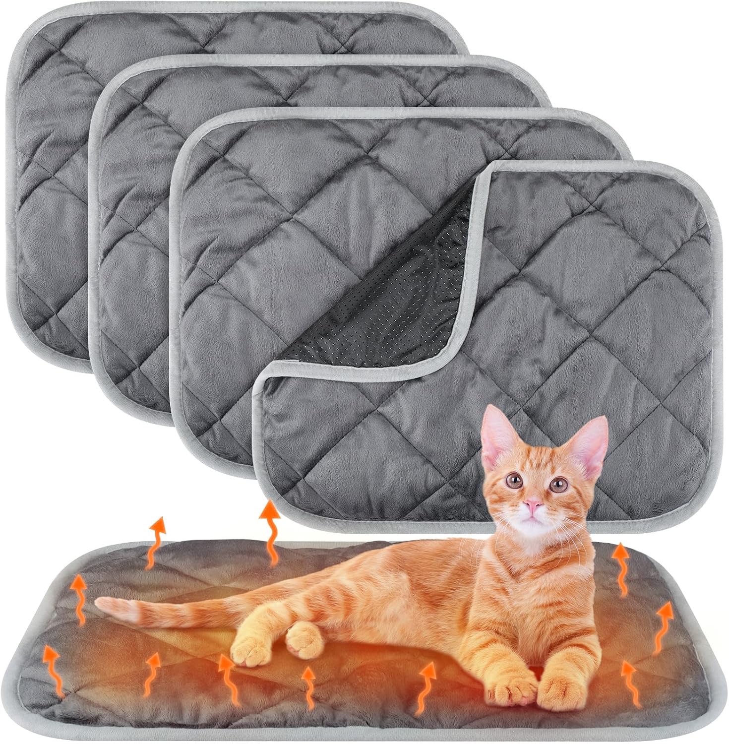Paquete de 4 alfombrillas autocalentables para gatos, que reflejan el calor...