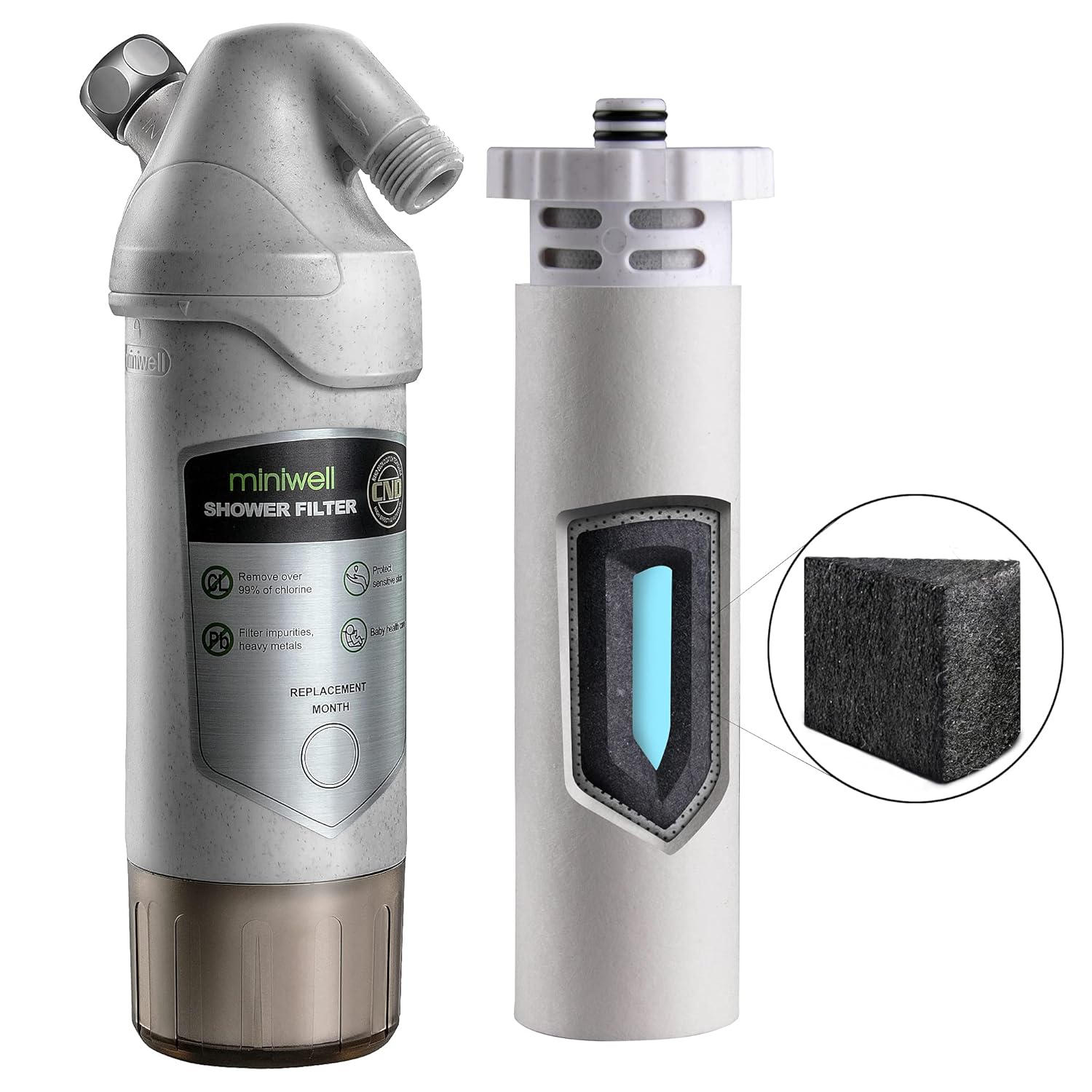 miniwell L720-Plus - Sistema de filtro de ducha para baño de agua dura y pozo,...