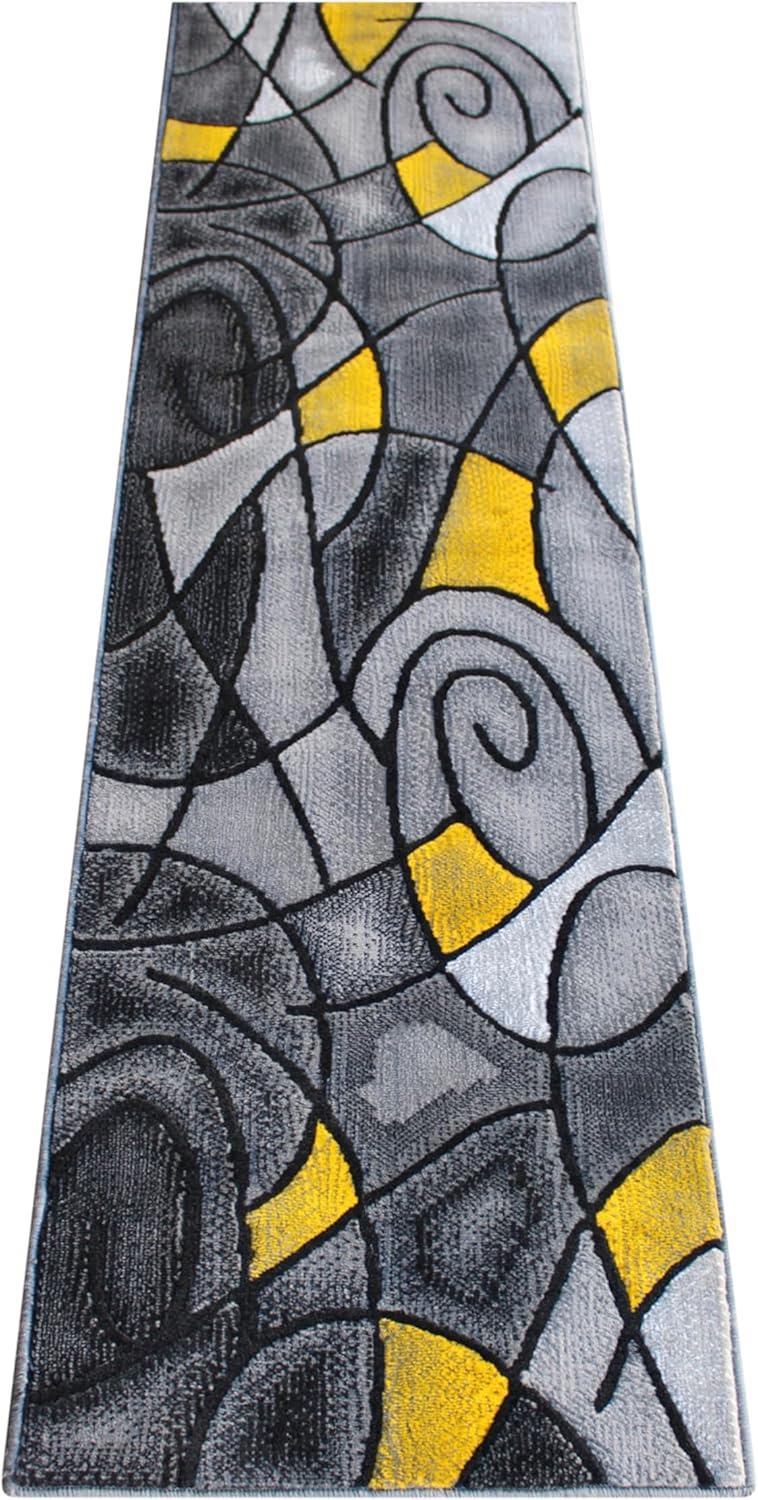 EMMA + OLIVER Urbane - Alfombra decorativa de olefina de felpa, patrón...