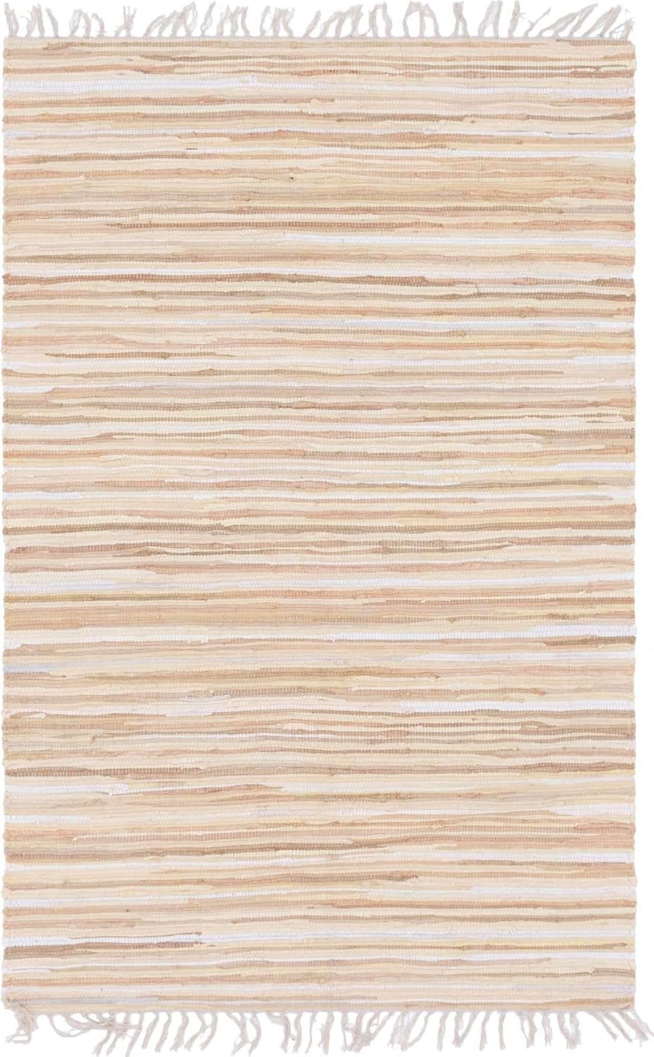 Chindi Cotton Collection Alfombra suave tejida a mano de fibra natural a rayas,