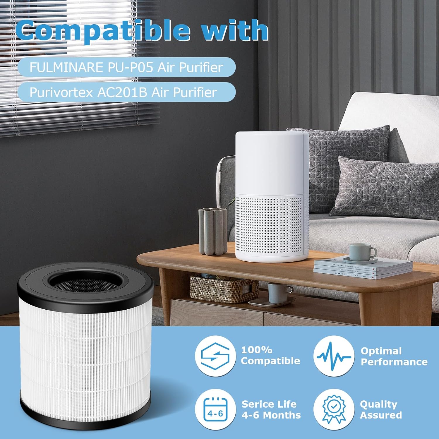 PU-P05AC201B - Filtro de repuesto True HEPA para purificador de aire Fulminare...