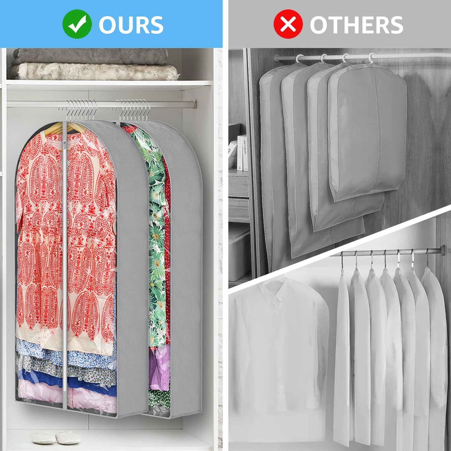 Paquete de 4 bolsas de ropa de 50 pulgadas para colgar ropa con refuerzo de 6.5...