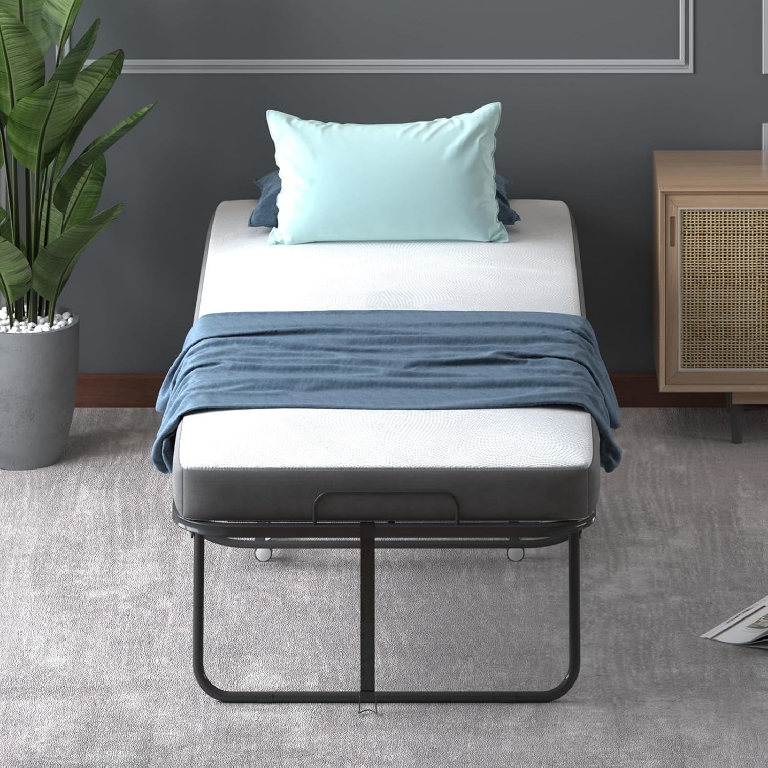 Cama plegable con colchón para adultos, camas de invitados plegables portátiles