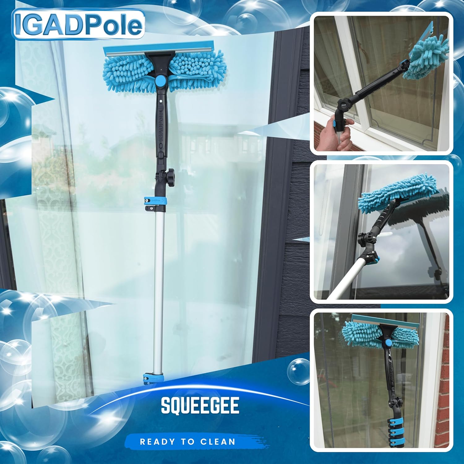 Escobilla de mango largo IGADPole de 24 pies kit profesional de limpieza de...