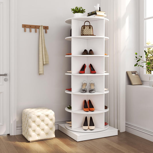 HomVent Zapatero giratorio, torre giratoria de madera de 6 niveles, organizador...