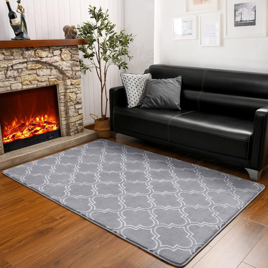 HOMORE Alfombra geométrica de pelo largo para dormitorio, 3 x 5 pies, color...