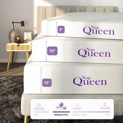 NapQueen - Colchón Queen de espuma viscoelástica color carbón de 6 pulgadas,...