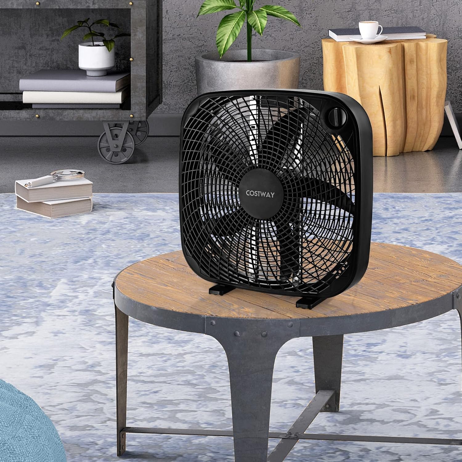 COSTWAY Ventilador de caja de 3 velocidades, ventilador de piso portátil de 20...