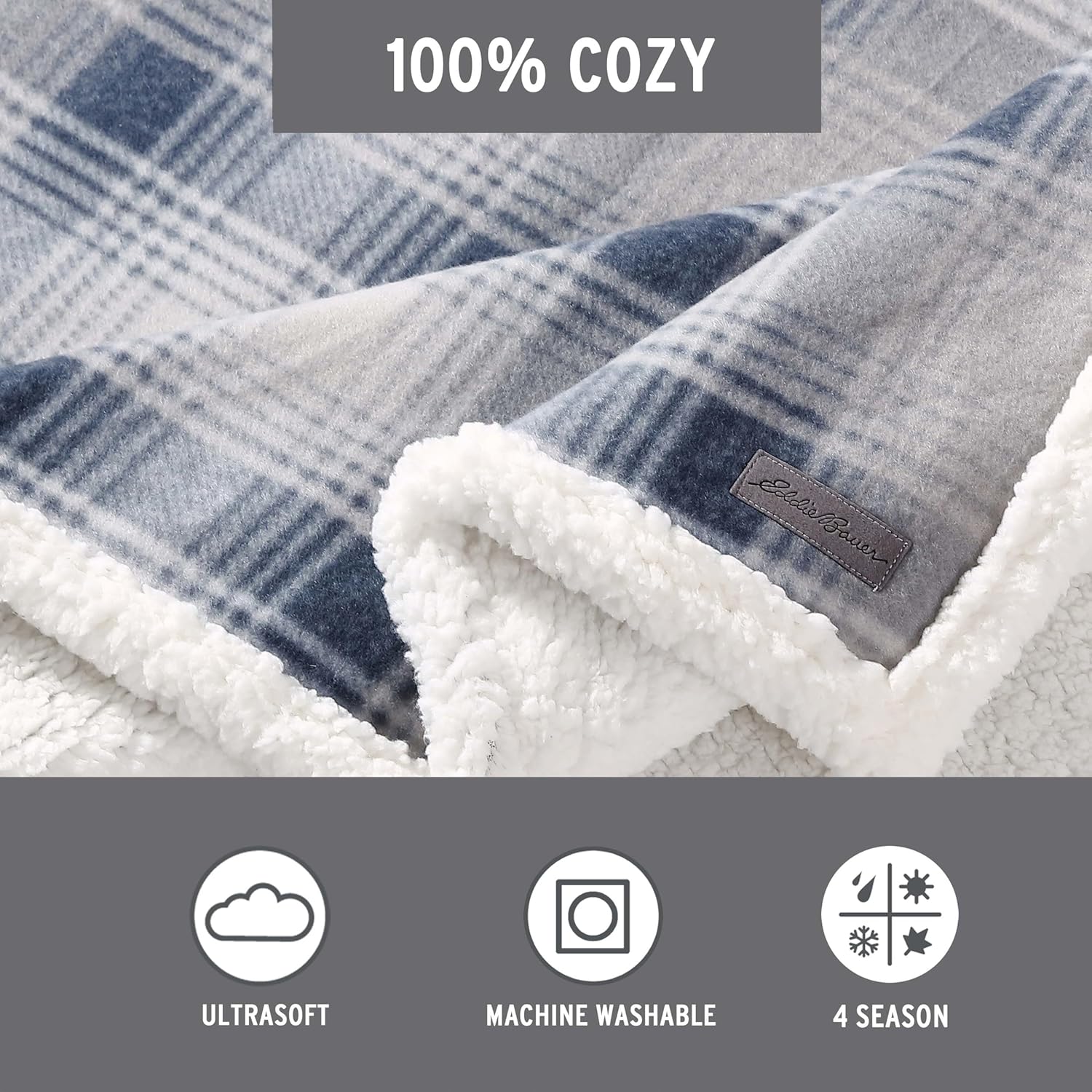Eddie Bauer - Manta de manta, sherpa reversible súper suave y ropa de cama de...