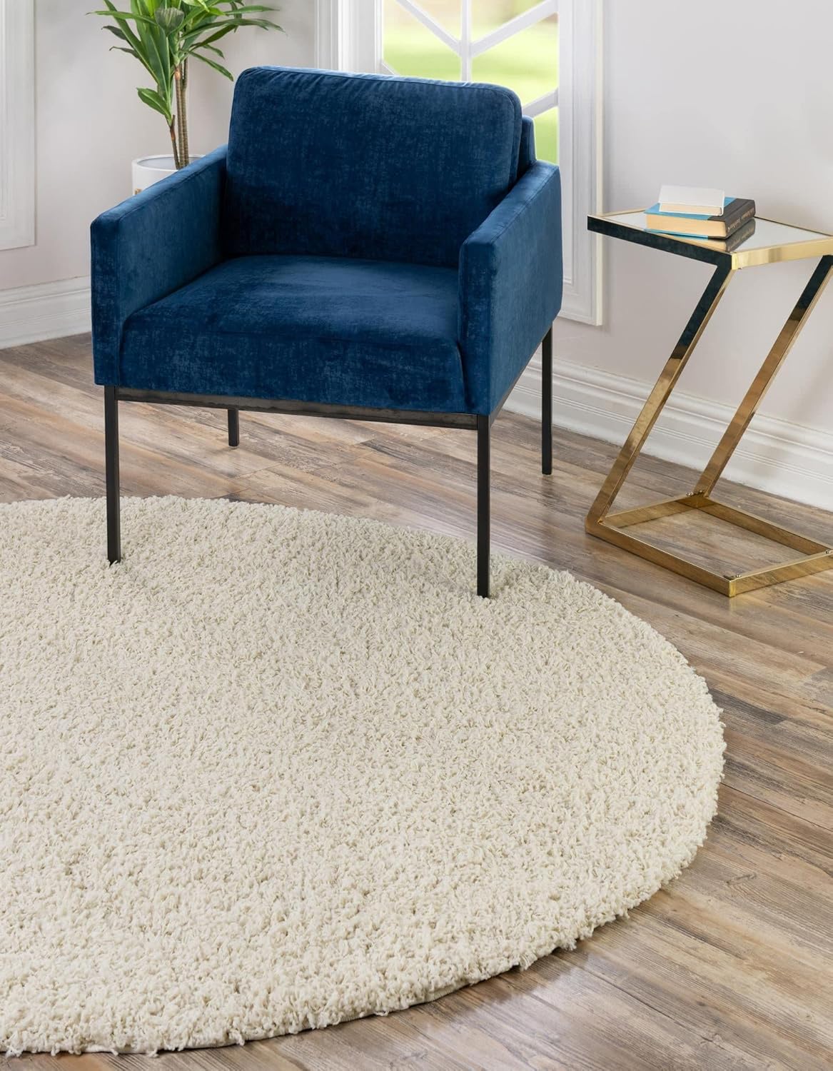 Rugs.com - Alfombra de la colección Über Cozy Solid Shag  Alfombra redonda de...