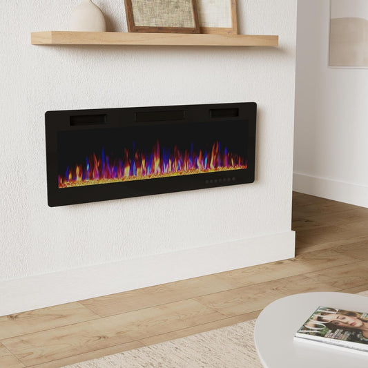 Vitesse Chimenea eléctrica ultrafina de 50 pulgadas en la pared empotrada y...