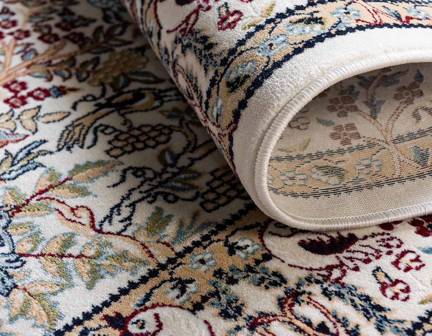 Rugs.com Rabia Collection - Alfombra baja marfil de 5 x 8 pies, perfecta para...