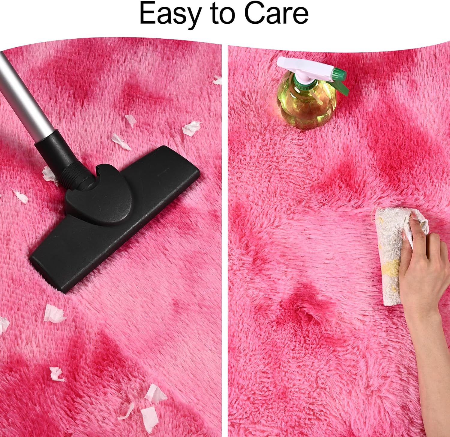 Vocrite Alfombra de área rosa para dormitorio de niñas, alfombras peludas para...