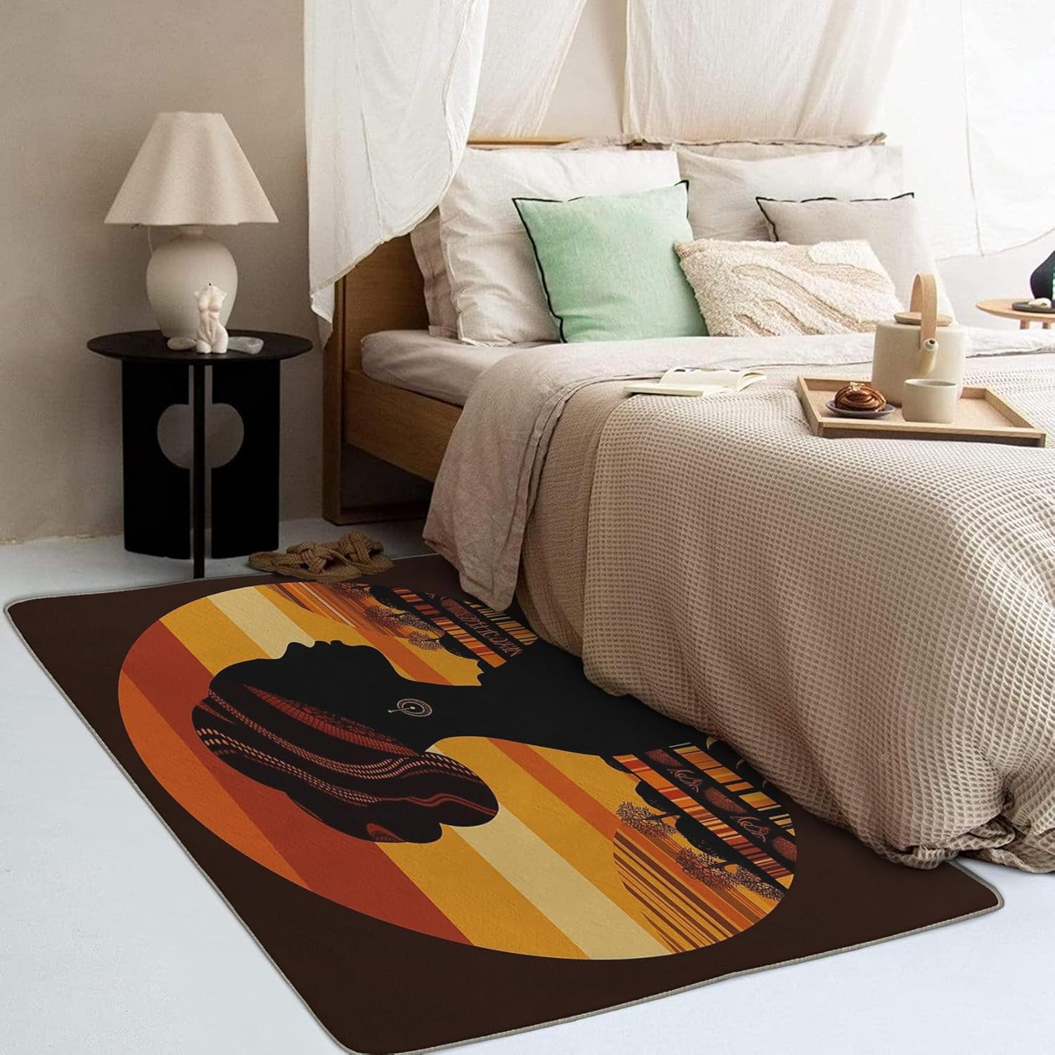 Alfombra africana de 2 x 3 pies, alfombra de área afro, alfombras étnicas para