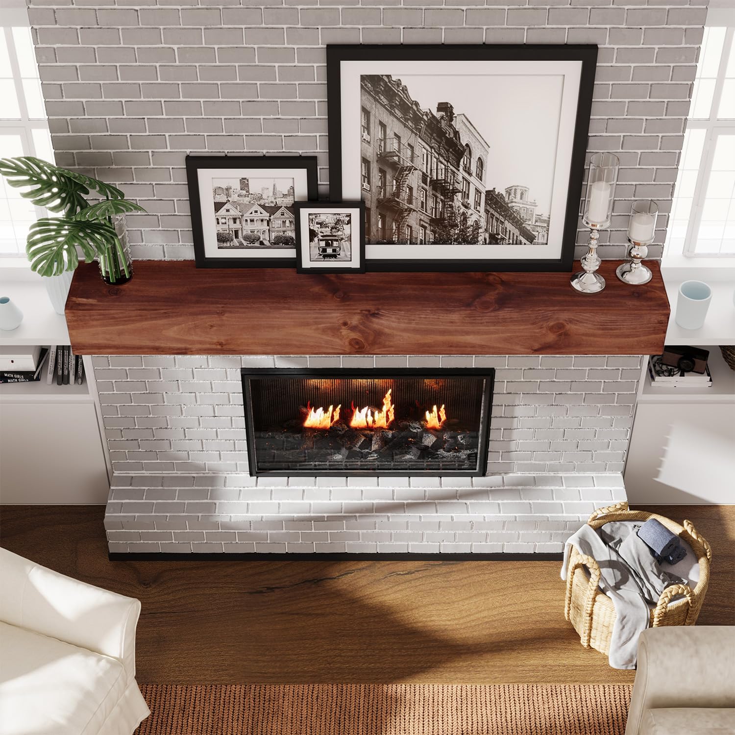Repisa de chimenea, 72 pulgadas, mantel hecho a mano para sobre chimenea,...