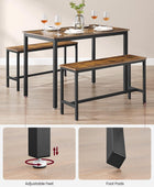 UKDT070B01 Juego de mesa de comedor con 2 bancos, juego de 3 piezas, mesa de