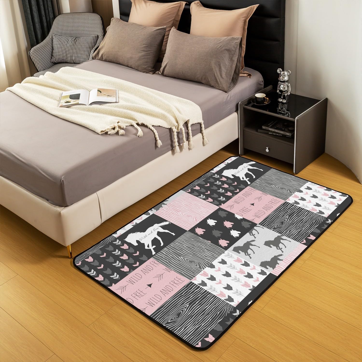 Alfombra de unicornio para niñas, de 3 x 5 pies, antideslizante, con diseño de...