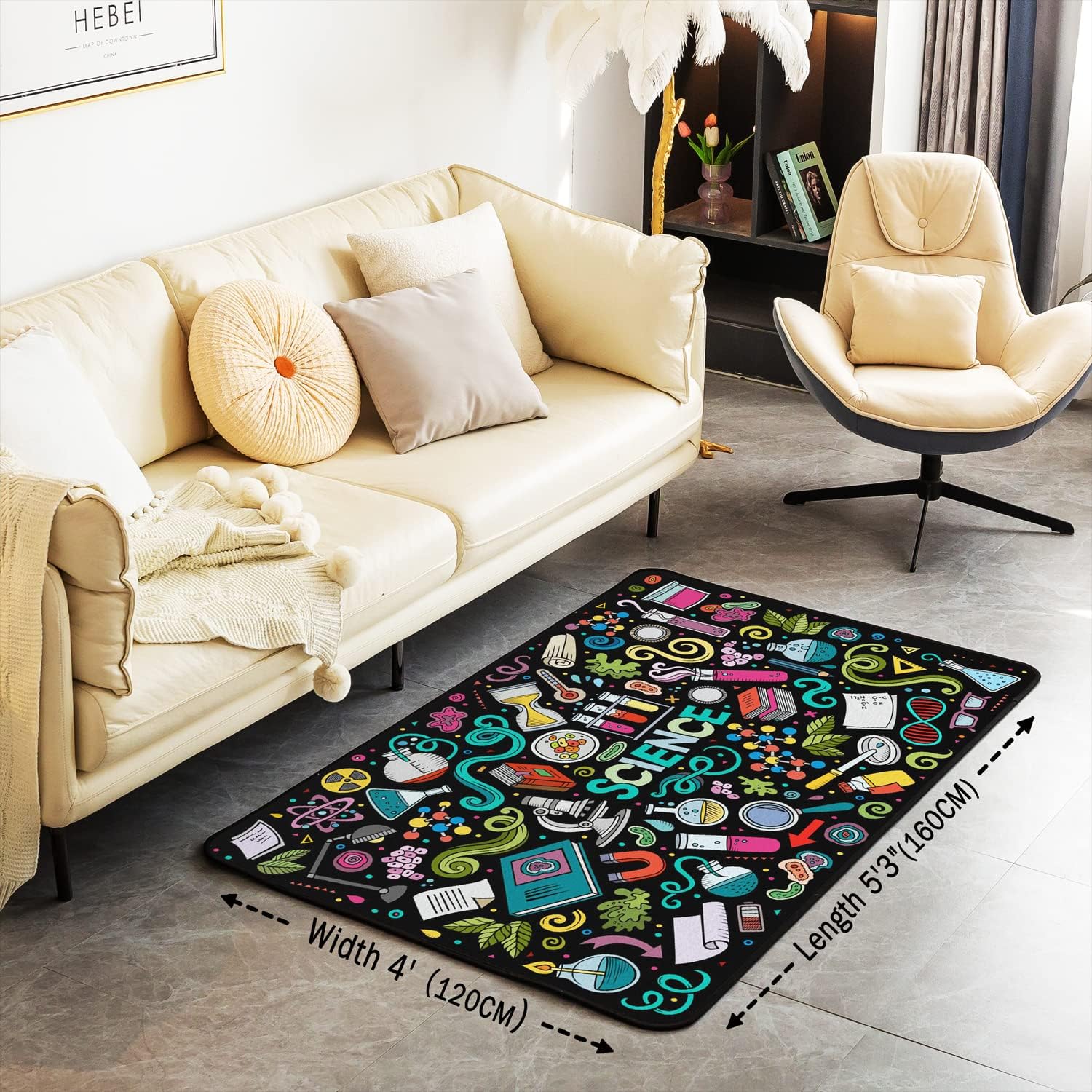 Alfombras de ciencia para sala de estar, dormitorio, alfombra de graffiti para...