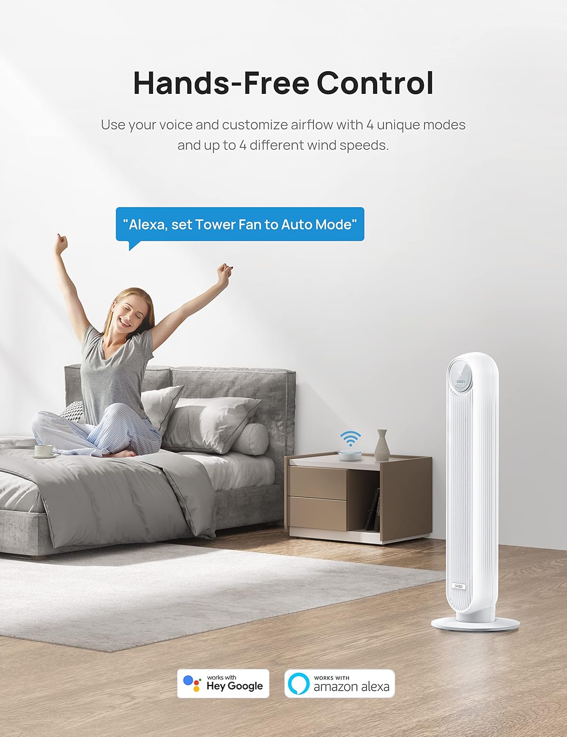 Dreo Ventilador de torre de 42 pulgadas para dormitorio, ventiladores...