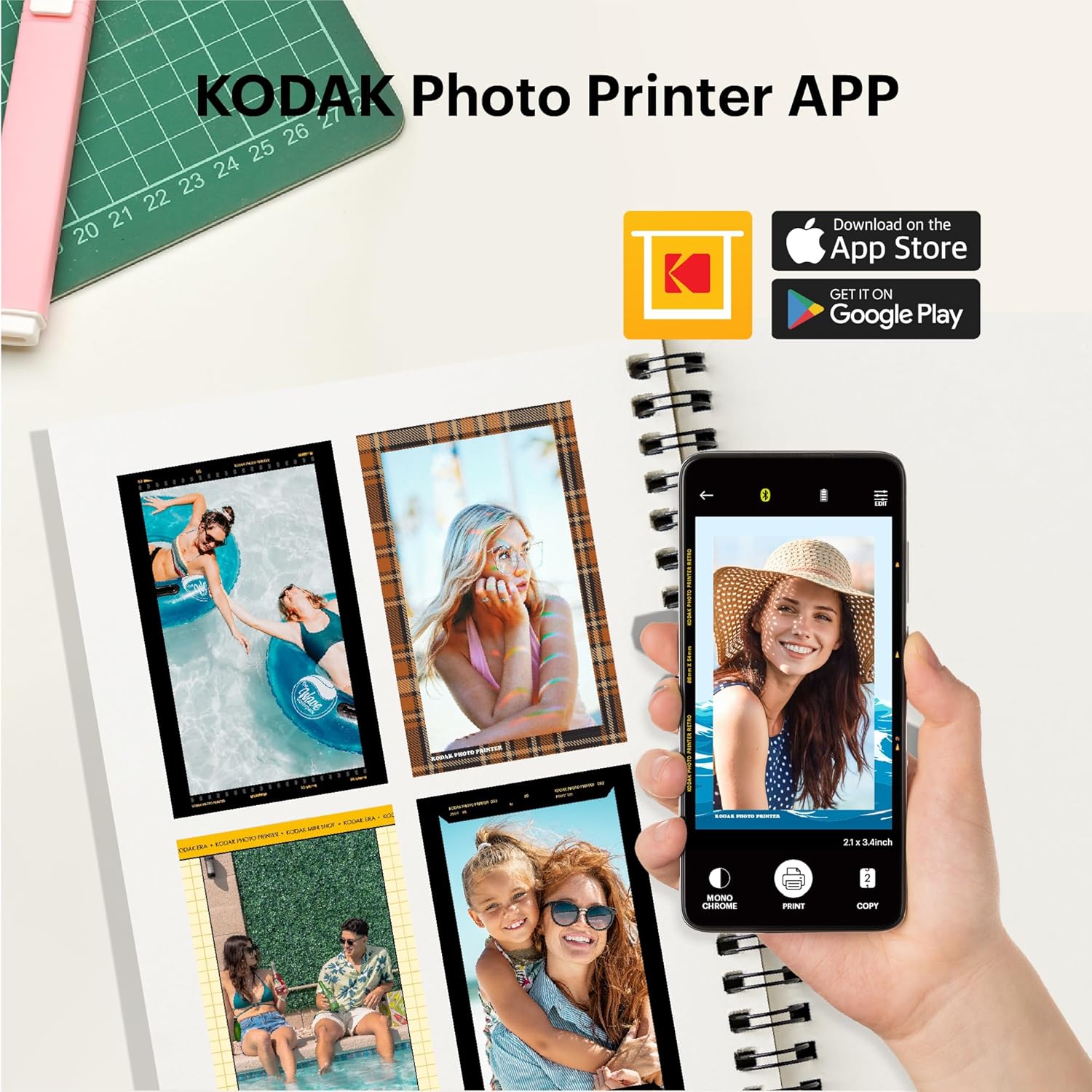 KODAK Mini 2 Retro 4PASS - Impresora fotográfica portátil (2.1 x 3.4 pulgadas),...