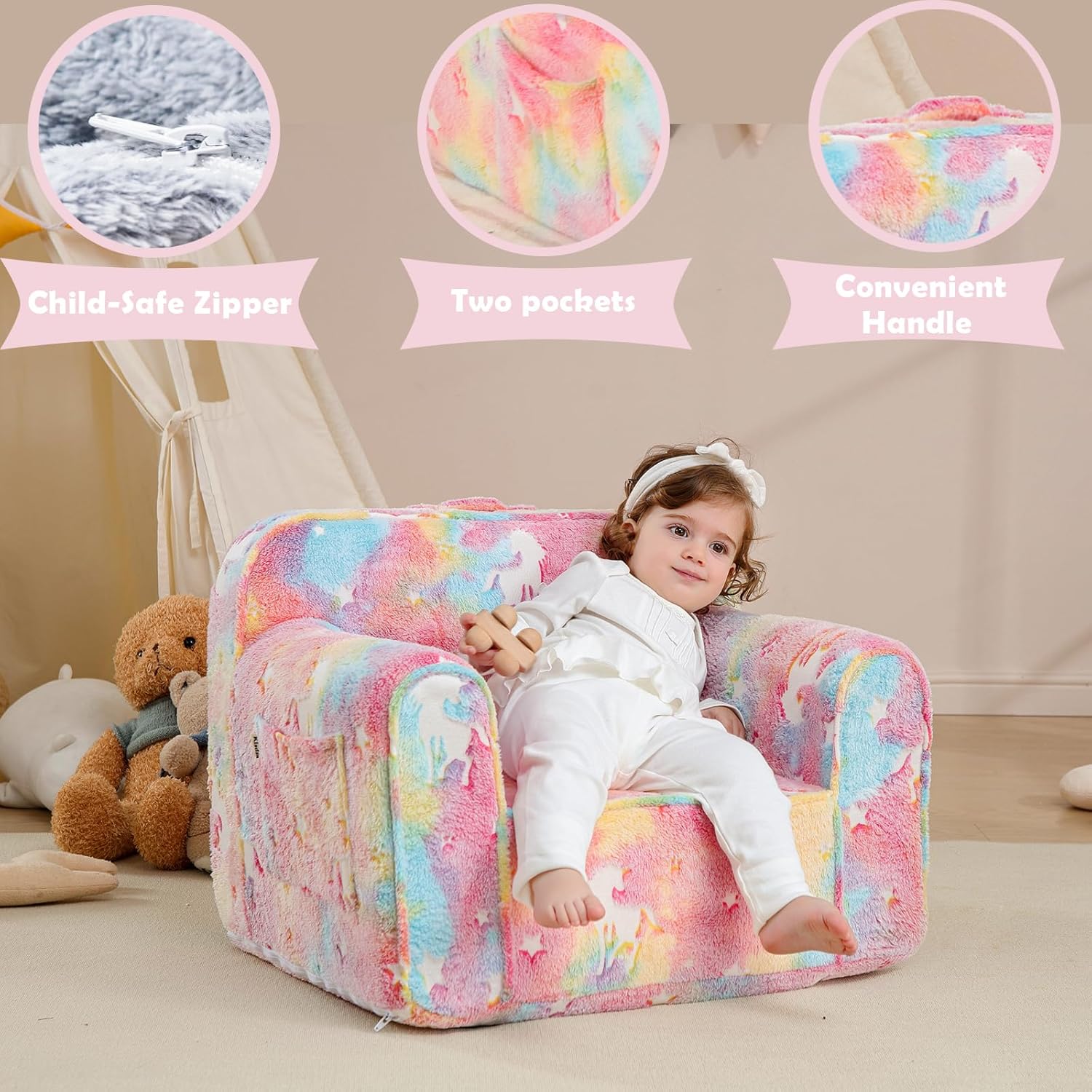 Cómoda silla para niños, silla de espuma para niños, sillón para niños...