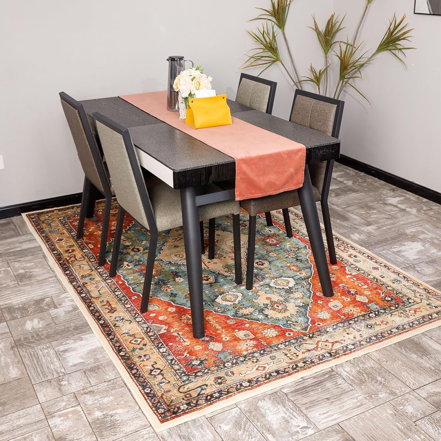 Yancorp Alfombra bohemia de 2 x 3 pies para dormitorio, antideslizante,...