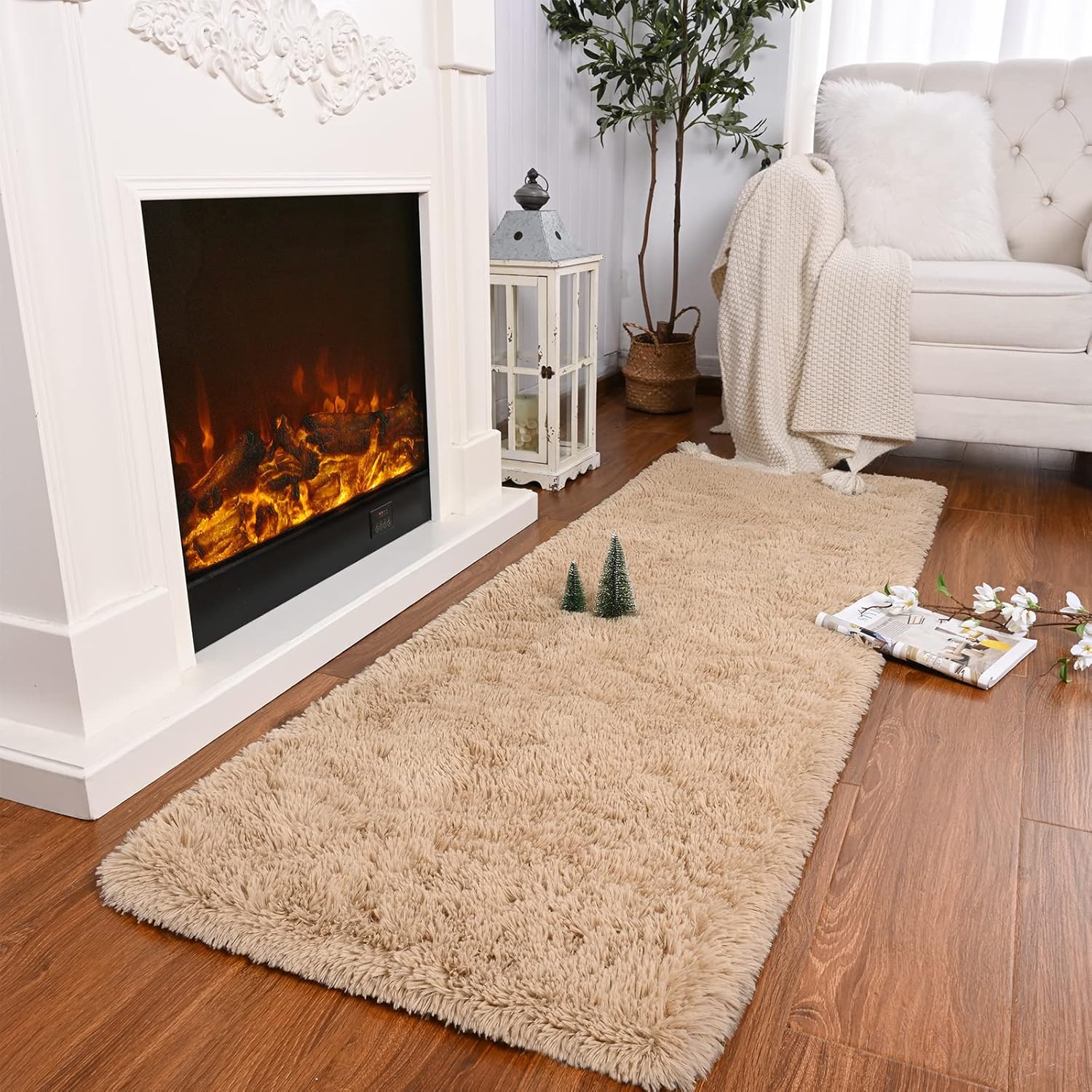 Alfombra de pasillo suave para dormitorio, 2 x 6 pies, alfombras esponjosas con...