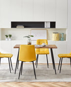 NORDICANA Juego de 4 sillas de comedor de terciopelo amarillo, modernas sillas