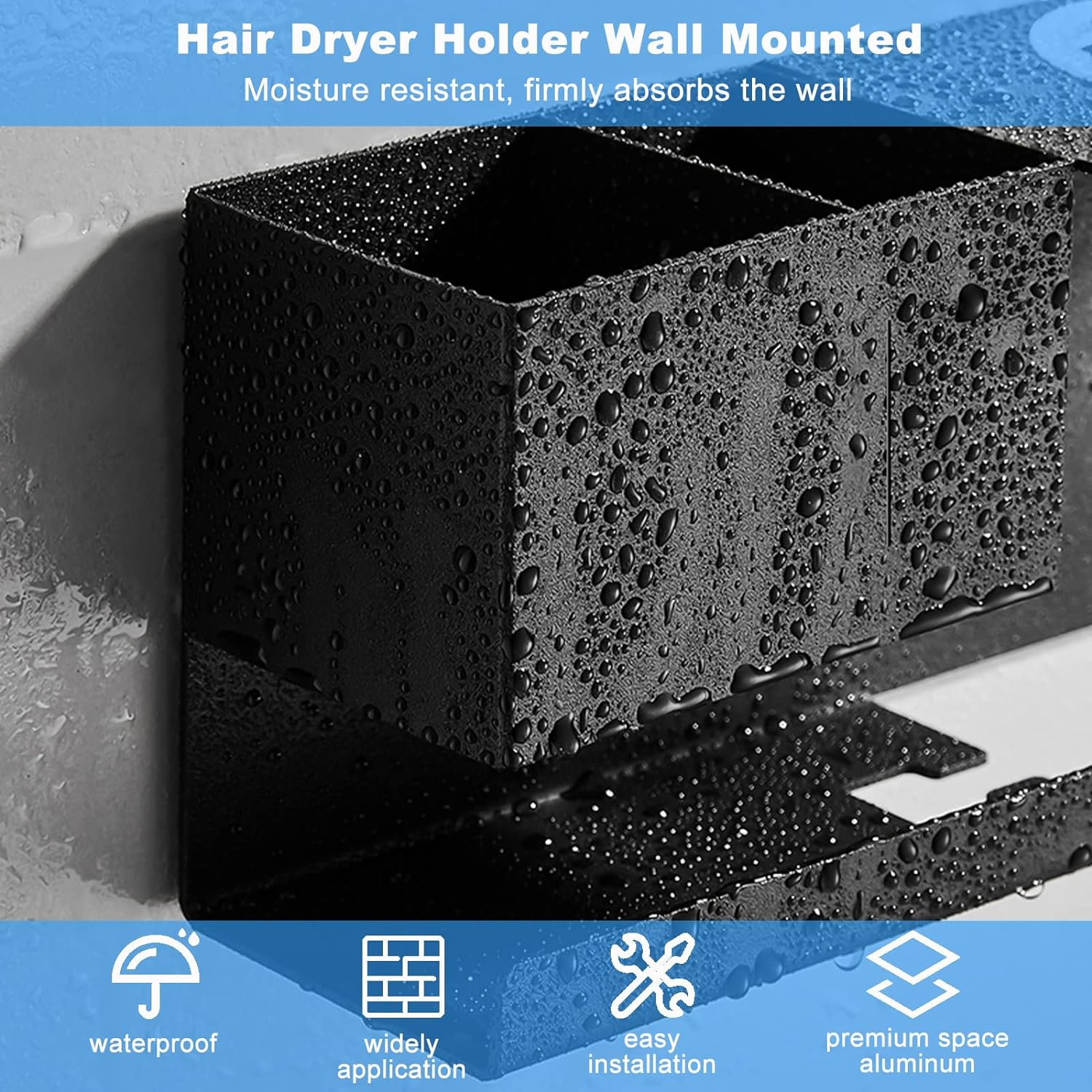 Soporte para secador de pelo montado en la pared, soporte para secador de pelo...