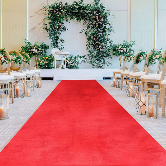 Alfombra de pasillo de terciopelo rojo de 4.5 x 20 pies para eventos de fiesta