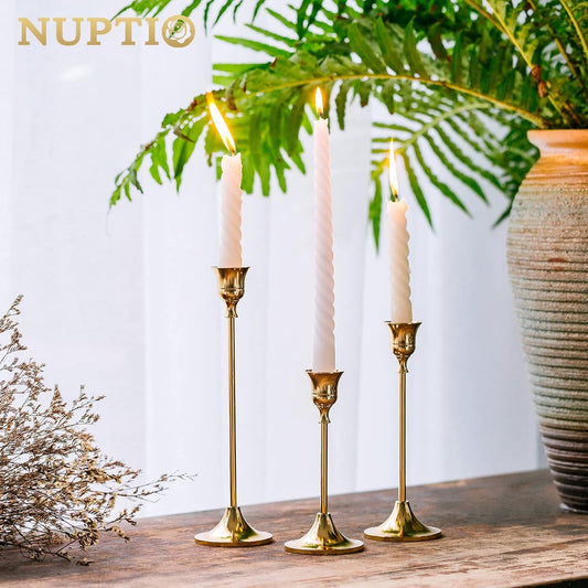 Candelabros Nuptio de latón dorado para cirios, candelabro para boda, mesa de...
