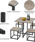 Juego de mesa de comedor de 5 piezas, juego de cocina industrial y sillas para