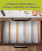 Homemaid Living Organizador de cajones de bambú ajustable y expandible -...