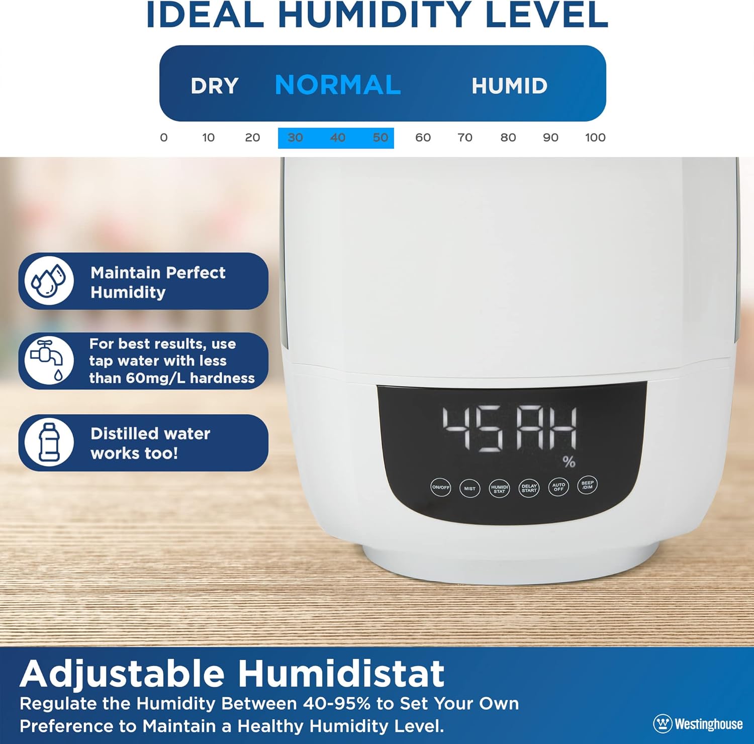 Westinghouse Humidificador ultrasónico digital de niebla fría para dormitorios,...