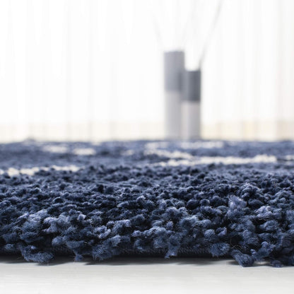 Colección Hudson Shag Alfombra decorativa, 4 x 6 pies, azul marino y marfil,