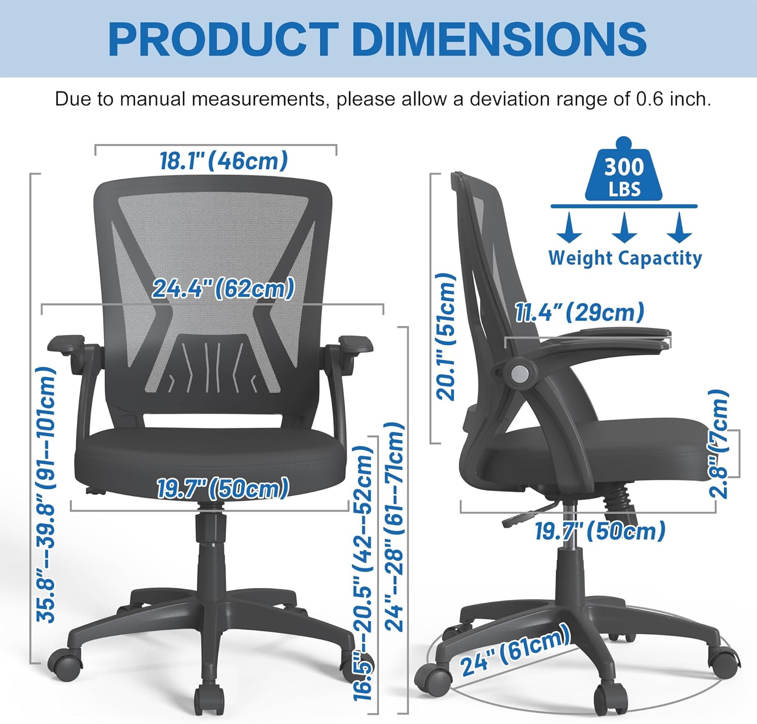 KOLLIEE - Silla de oficina con malla en el respaldo, silla para computadora...