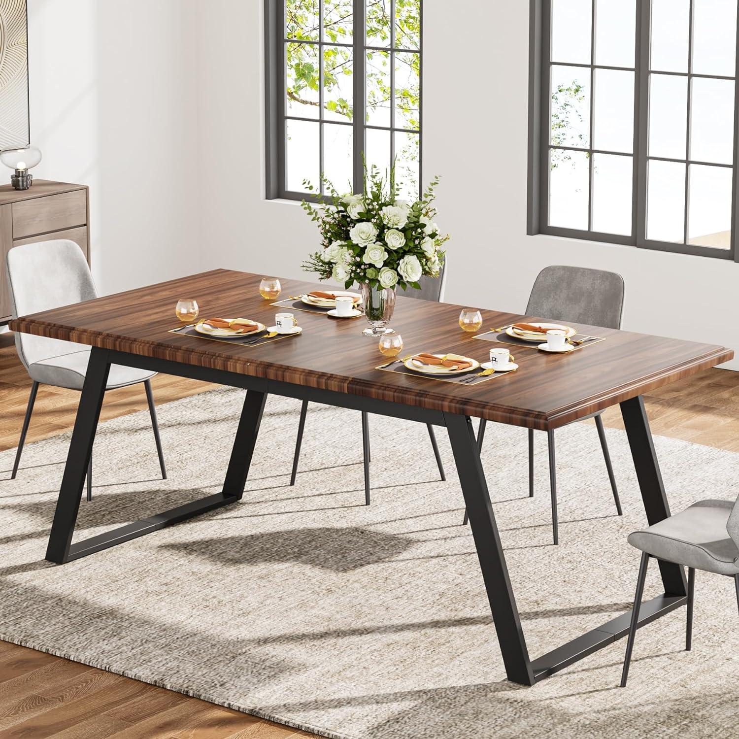 Mesa de comedor para 6 personas, mesa de cocina grande de madera de 63