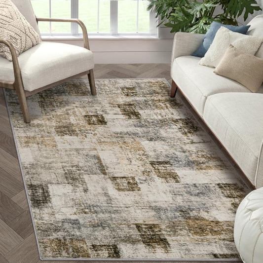 Alfombra de área para sala de estar 3 x 5, suave, moderna, abstracta,...