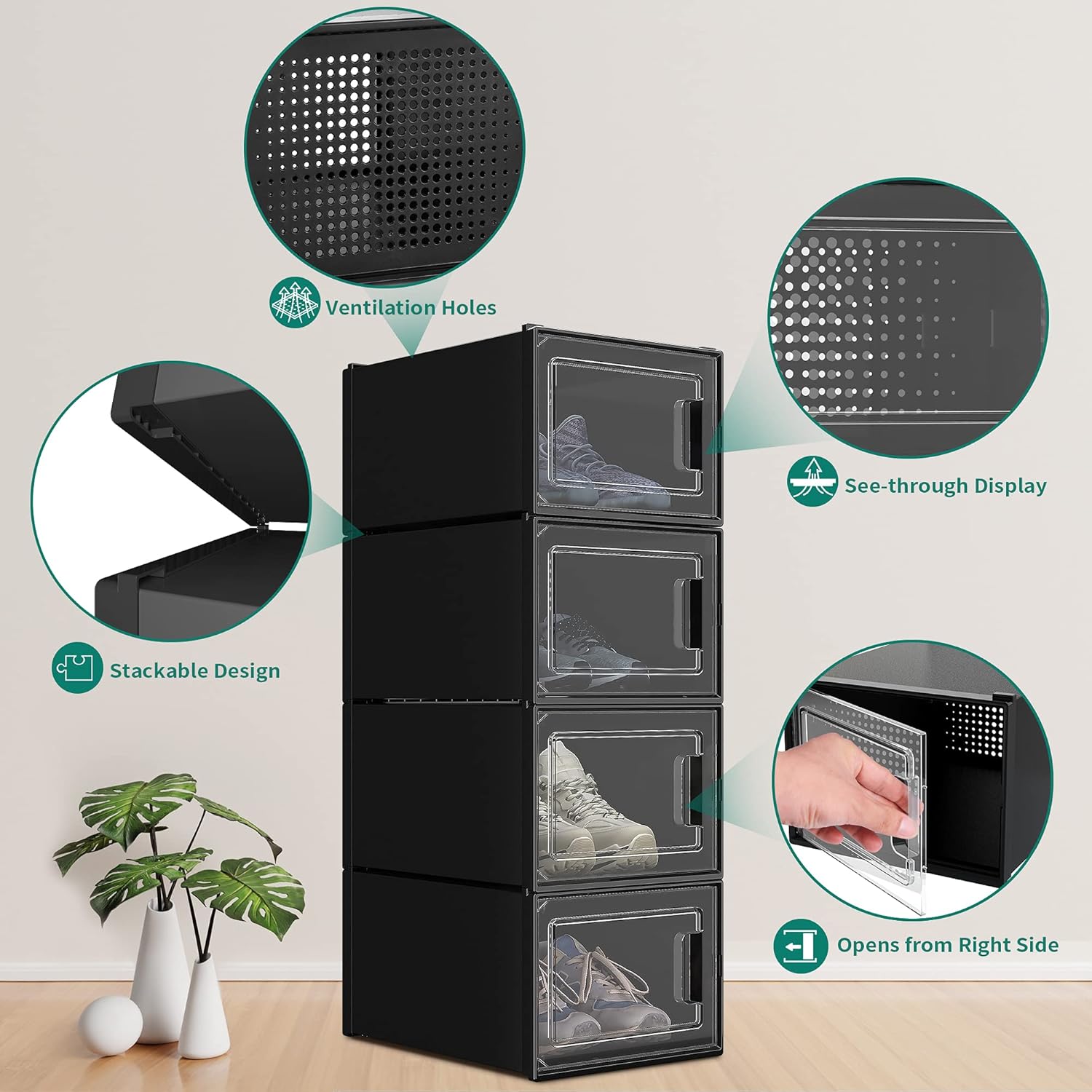 YITAHOME - Caja de almacenamiento de zapatos, tamaño M, 18 organizadores de...