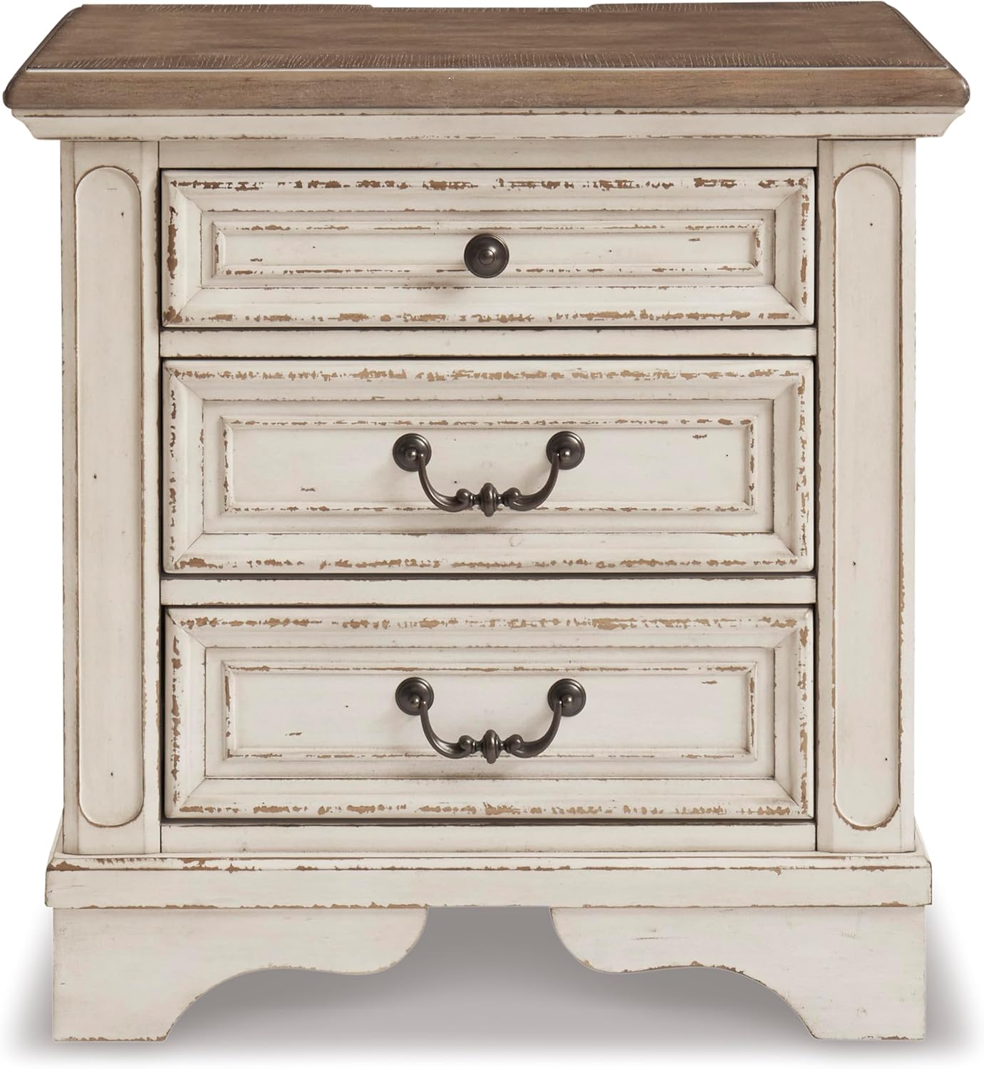 Signature Design by Ashley Realyn French Country - Mesita de noche de 3 cajones...