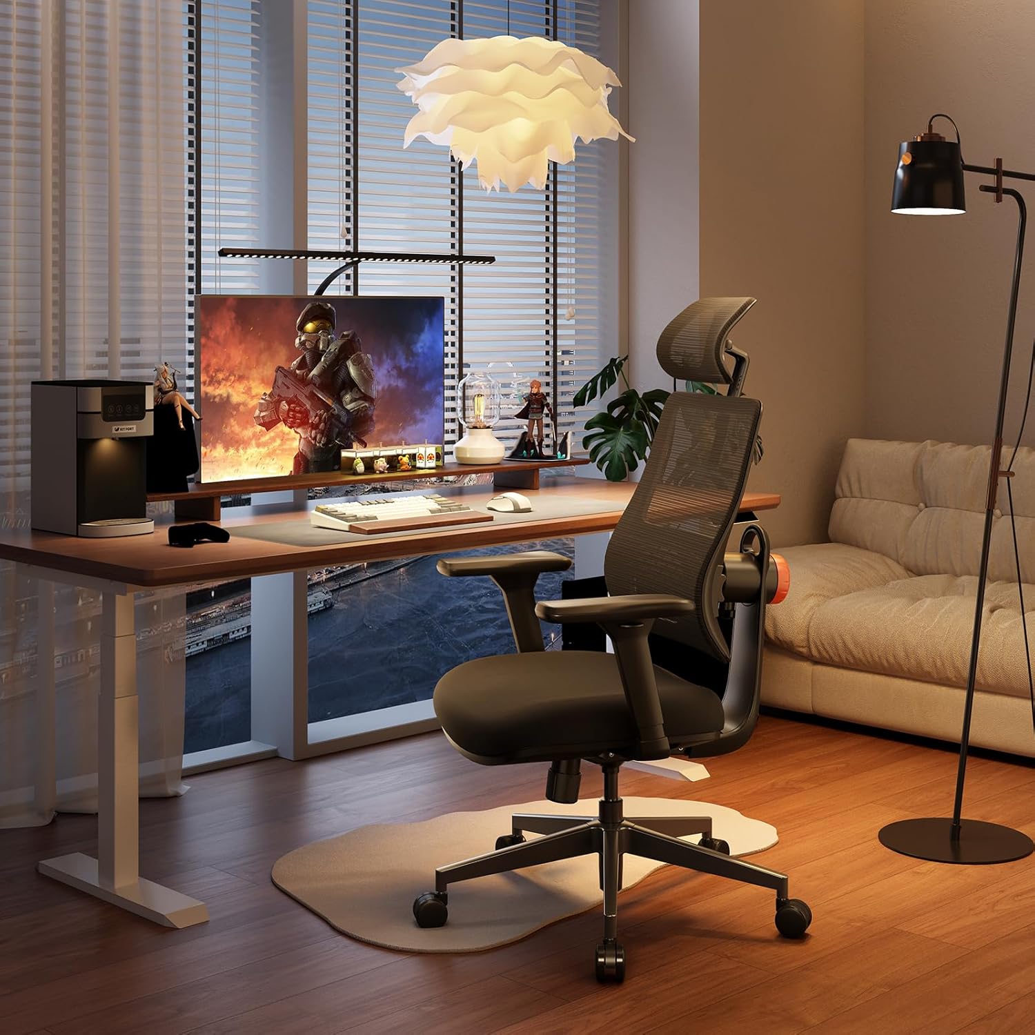 Newtral Silla ergonómica de oficina en casa, silla de escritorio de respaldo...