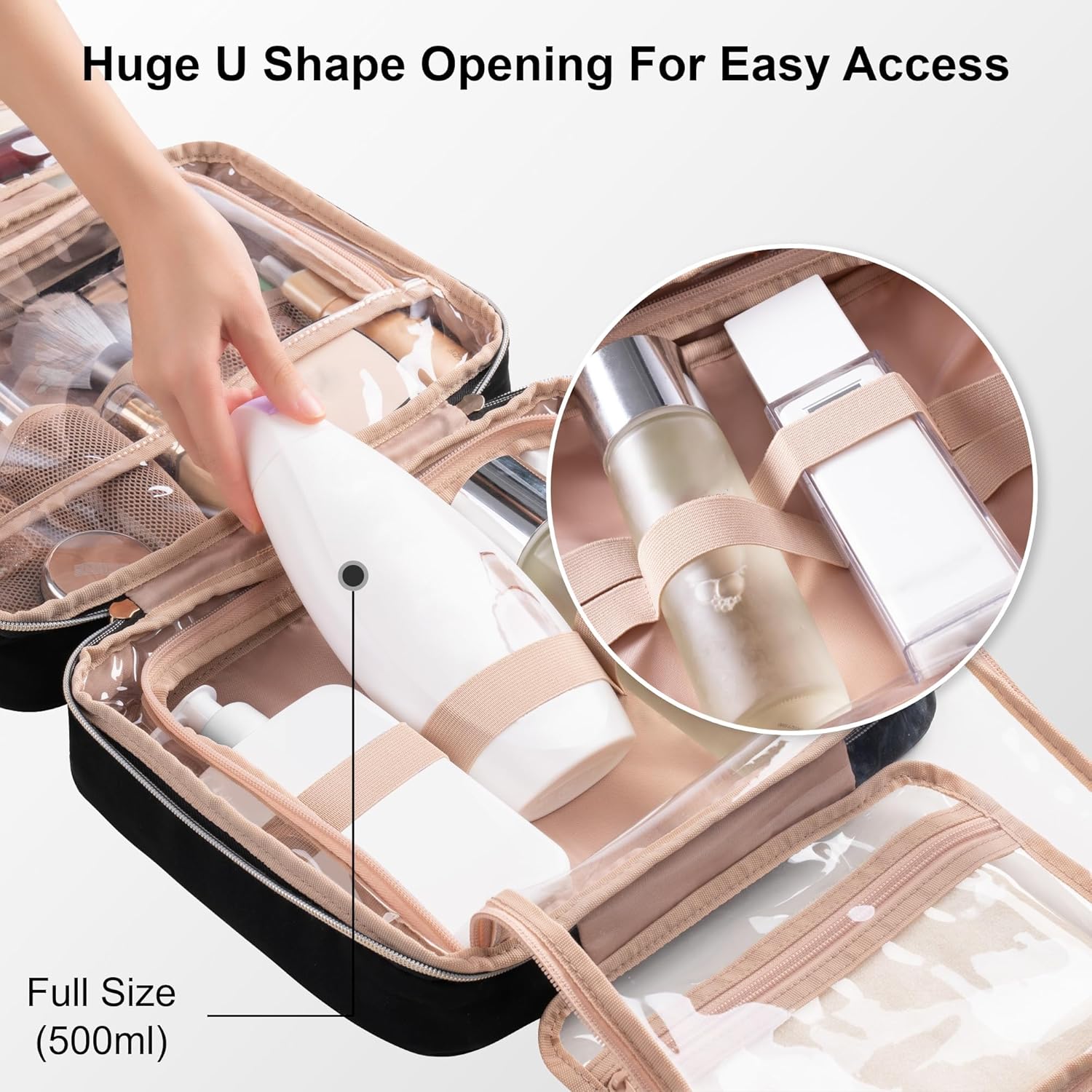 Everfun Neceser colgante de viaje para mujeres que viajan con compartimento a...