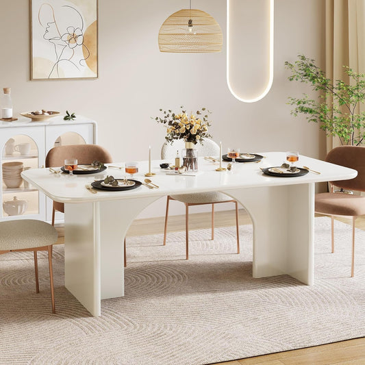 Mesa de comedor moderna para 4 a 6 personas, mesa de cocina rectangular grande